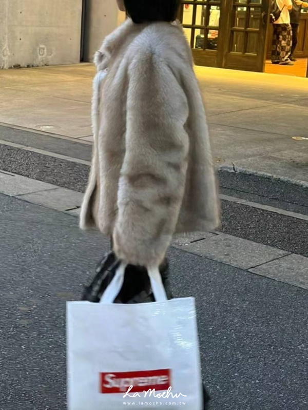 小立領澎毛壓釦外套